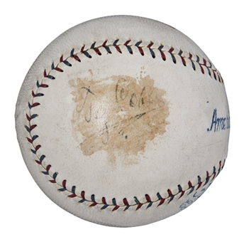 Ty Cobb Single Signed OAL Johnson Baseball (Beckett)